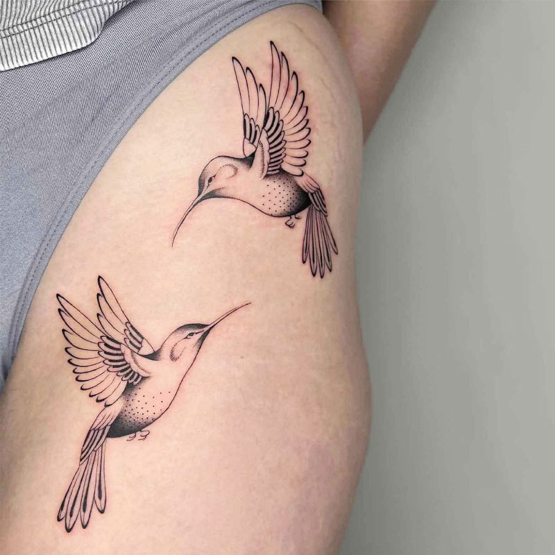 Girly Front Thigh Tattoos 