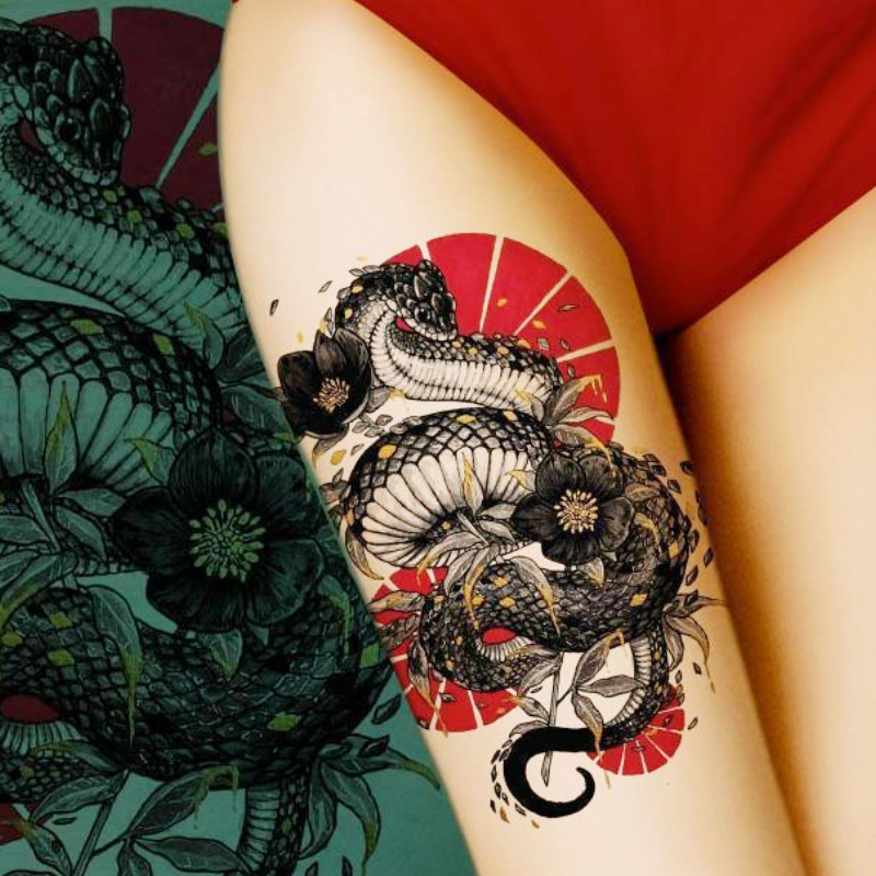 Phoenix Bird Thigh Tattoo