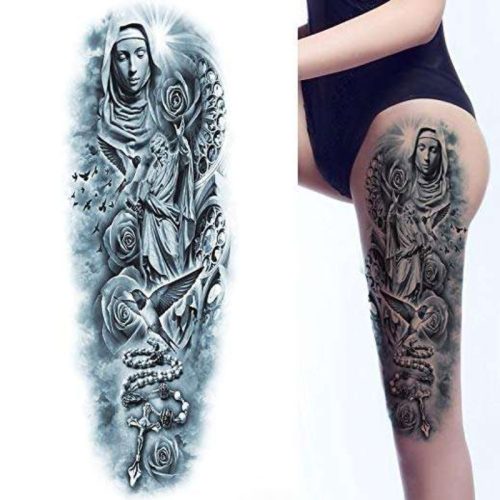 Woman Thigh Writing Tattoo