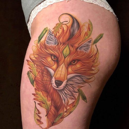 Thigh Sunflower Leg Tattoo​